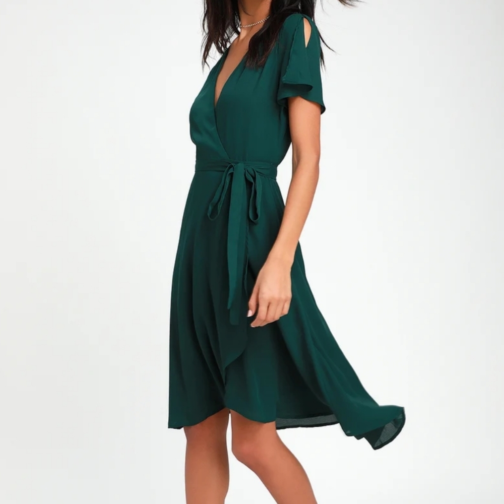 Lulus emerald green wrap dress